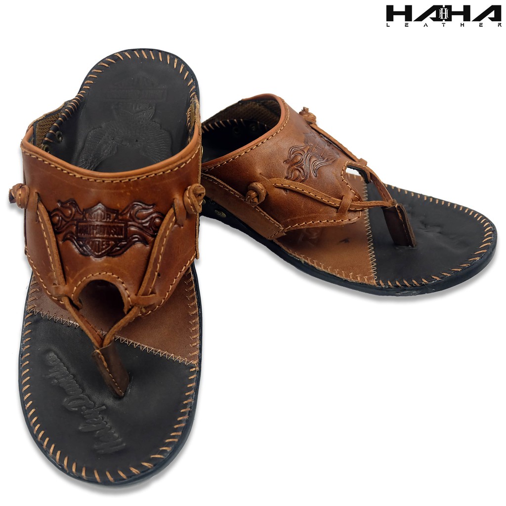 Sandal Slide SlHARLEY DV Sendal Selop japit Kuat bahan Kulit sapi Asli genuine leather Pria Cowok