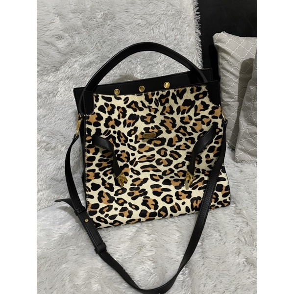 TB Lee Radziwil Double Bag Leopard shearling preloved
