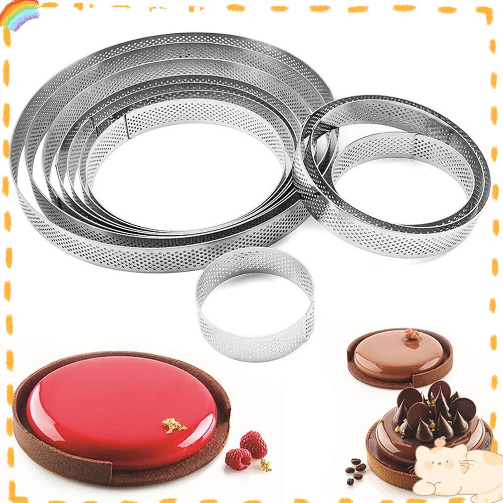 SOLIGHTER Bakeware Cake Mold Decorating Tool Circle Mould Tartlet Molds Stainless Steel DIY Perforated French Dessert Mousse Tart Ring