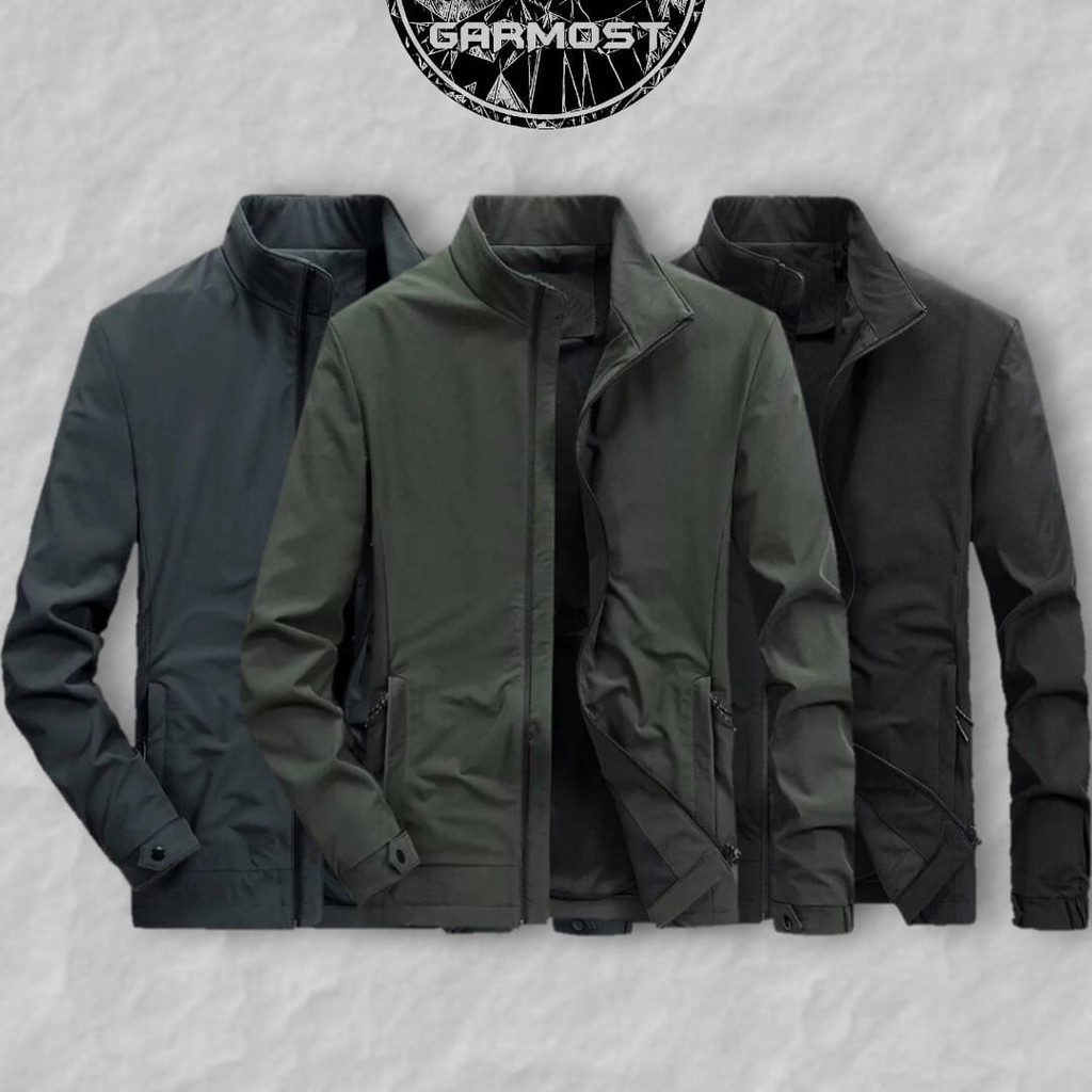 JAKET PRIA HIGH COLLAR TASLAN WATERPROOF