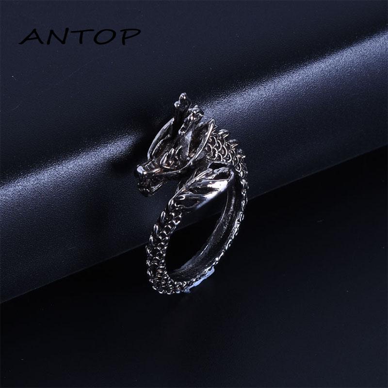 Cincin Bahan Alloy Imitasi Desain Naga Gaya Retrocina Untuk Pria