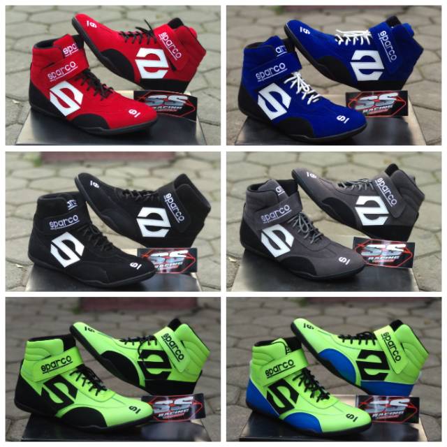 Sepatu balap casual drag bike race touring biker gokart Cornering biru hijau stabilo baru murah