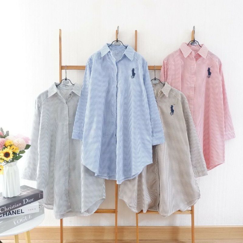 1C 6013 Tunik Belle Stripe Polo 4 Warna/tunik katun/tunik bangkok/tunik polos /tunik putih