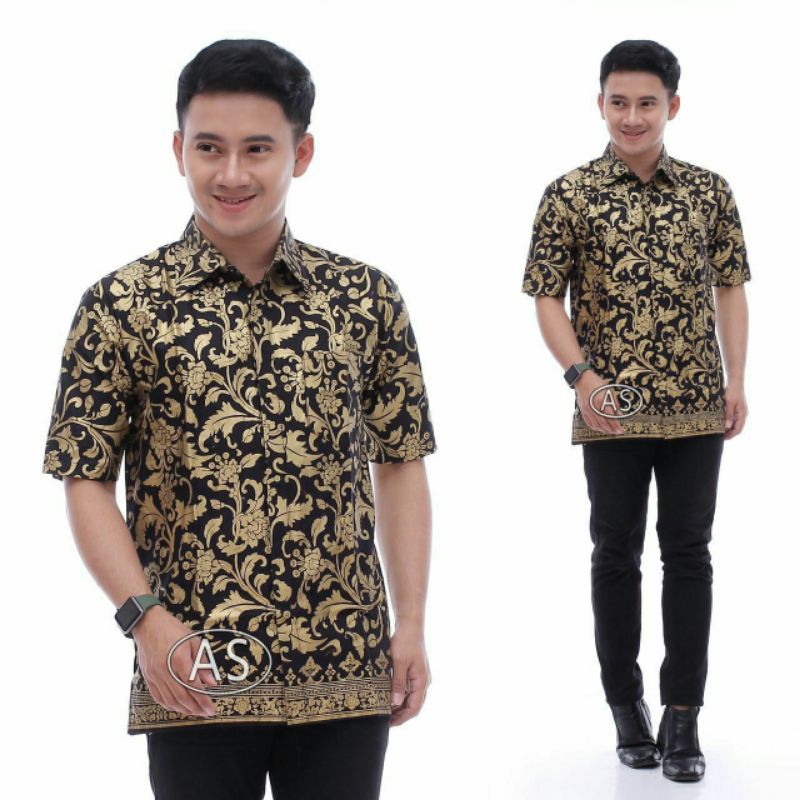 BISA COD Batik Pria Lengan Pendek Premium BATIK AHSAN kemeja batik pria BEST SELLER