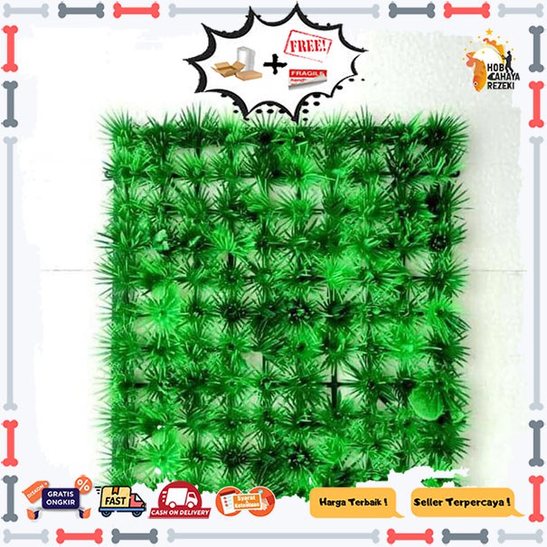 Rumput Hias Taman Aquarium Sintetis Size 24,5 x 24,5 cm/Rumput Hias Plastik/Rumput Hias Taman