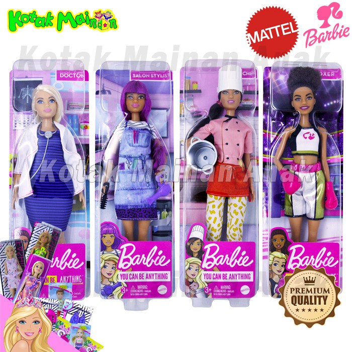 Mainan Anak Perempuan Boneka Barbie Profesi Petintu Salon Dokter Teacher Original Mattel