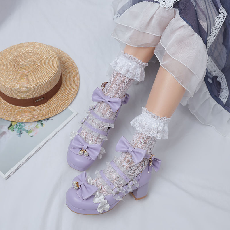 Lolita putri sepatu tunggal sepatu tinggi wanita sepatu tebal Jepang Lo sepatu tunduk Lolita siswa s