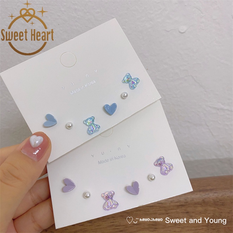 Anting Desain Beruang Aurora Bahan S925 Sterling Silver Aksen Mutiara Untuk Anak Perempuan