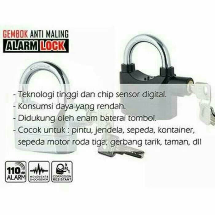 ORIGINAL Gembok Alarm Anti Maling Anti Pencuri Ring Panjang Pengaman Motor Alarm Suara Bunyi