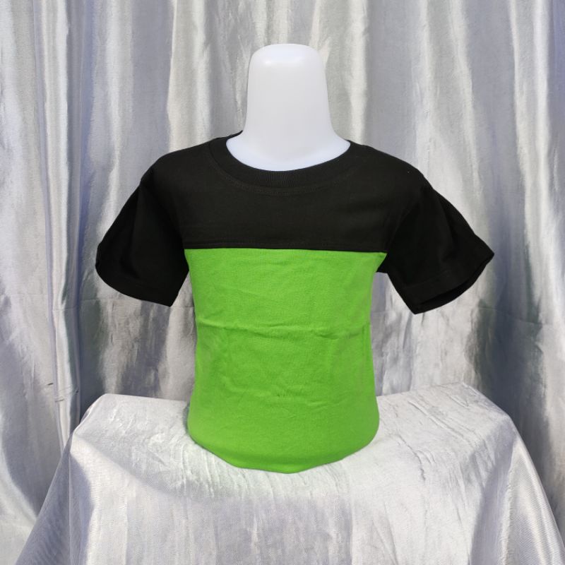 kaos polos kombinasi pria wanita HIJAU PUCUK - HITAM kaos seragam couple