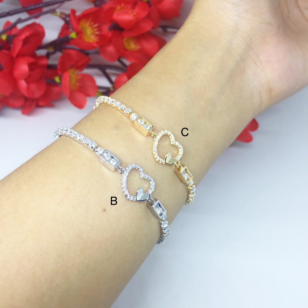 Gelang Serut Premium Xuping Rhodium Asli Infinity Permata Lapis Emas - BB346