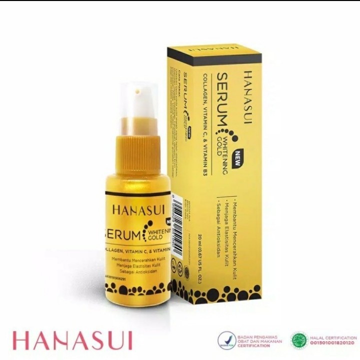 Hanasui serum gold whitening murah pencerah kulit wajah ampuh menghilangkan flek hitam di wajah bpom