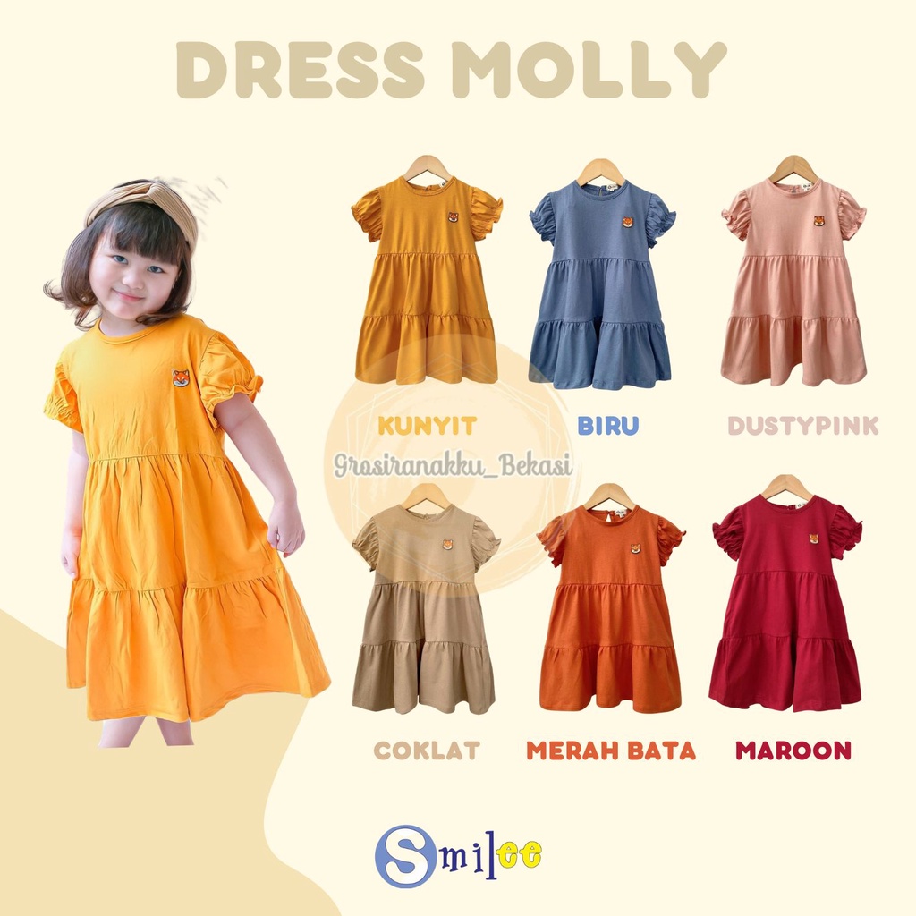 Dress Anak Smilee Molly Mix Warna Size 1-5Tahun