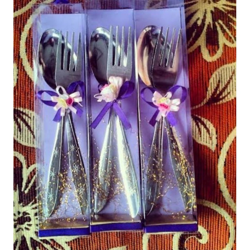 Souvenir sendok garpu kemas mika