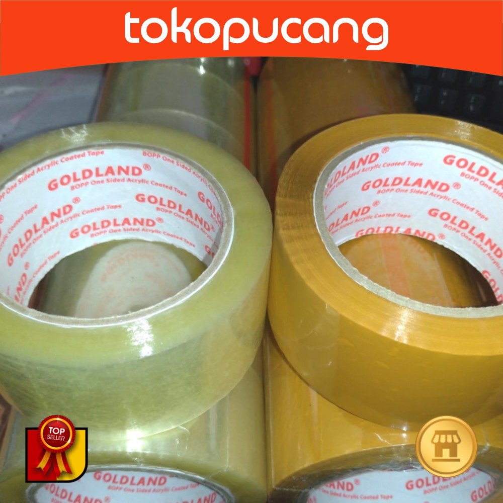 

Lakban OPP perslop 6pcs 48mm x 90 yard merek Goldland bening coklat - Bening