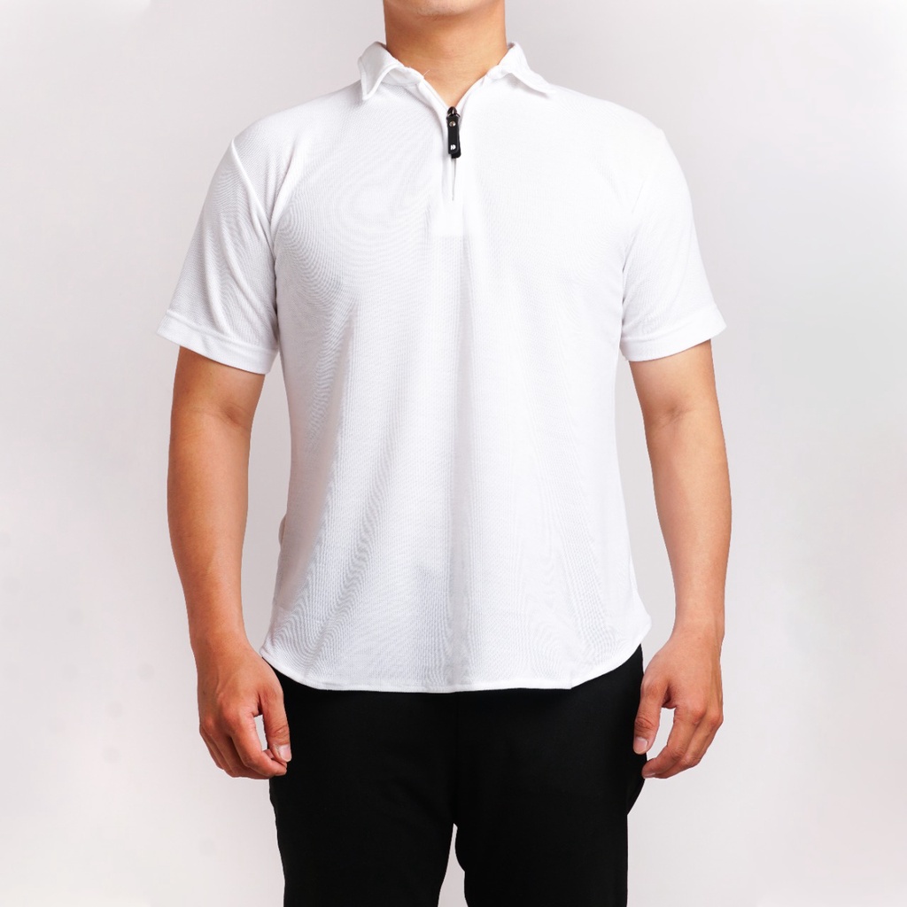 Kaos Kerah Polo Shirt Pria Polos Lengan Pendek Original Broguy - Putih