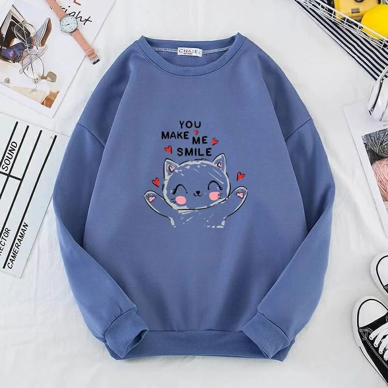 SWEATER WANITA YOU MAKE ME SMILE SIZE M - XXL - SWEATER TEBAL TERLARIS