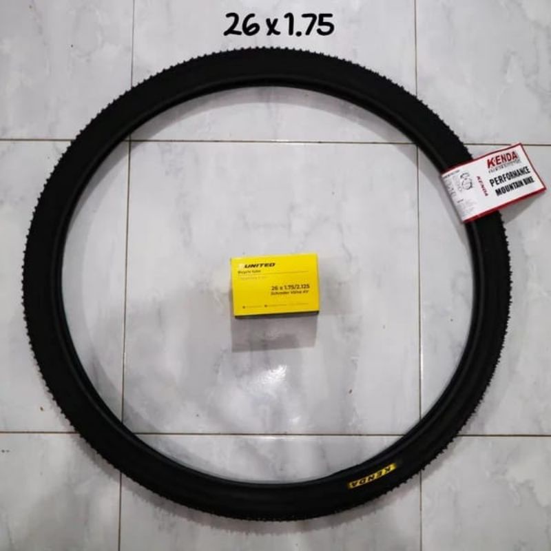 PAKET BAN SEPEDA 26 X 1.75 KENDA DENGAN BAN DALAM PENTILMOTOR AV UNITED UNTUK MTB FEDERAL TOURING