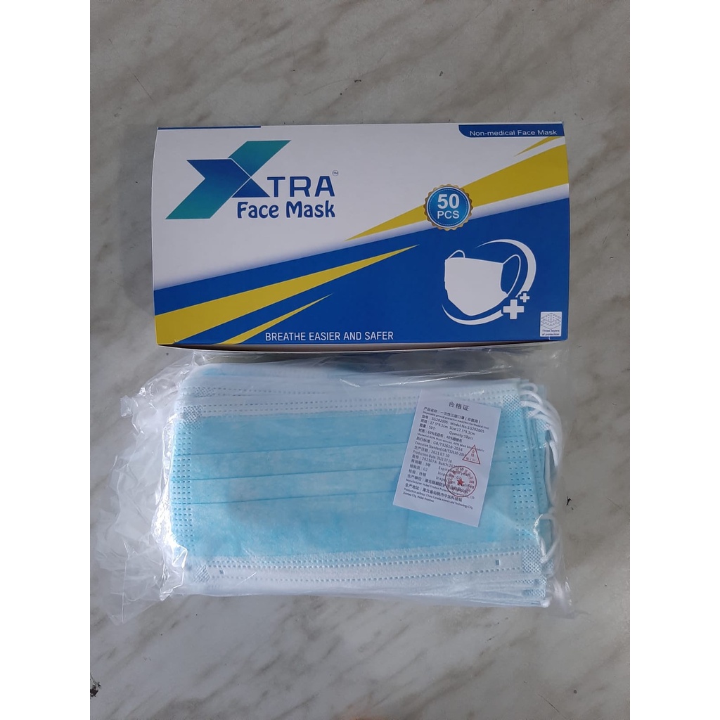 masker 3 ply earloop 50 pc / masker medis murah