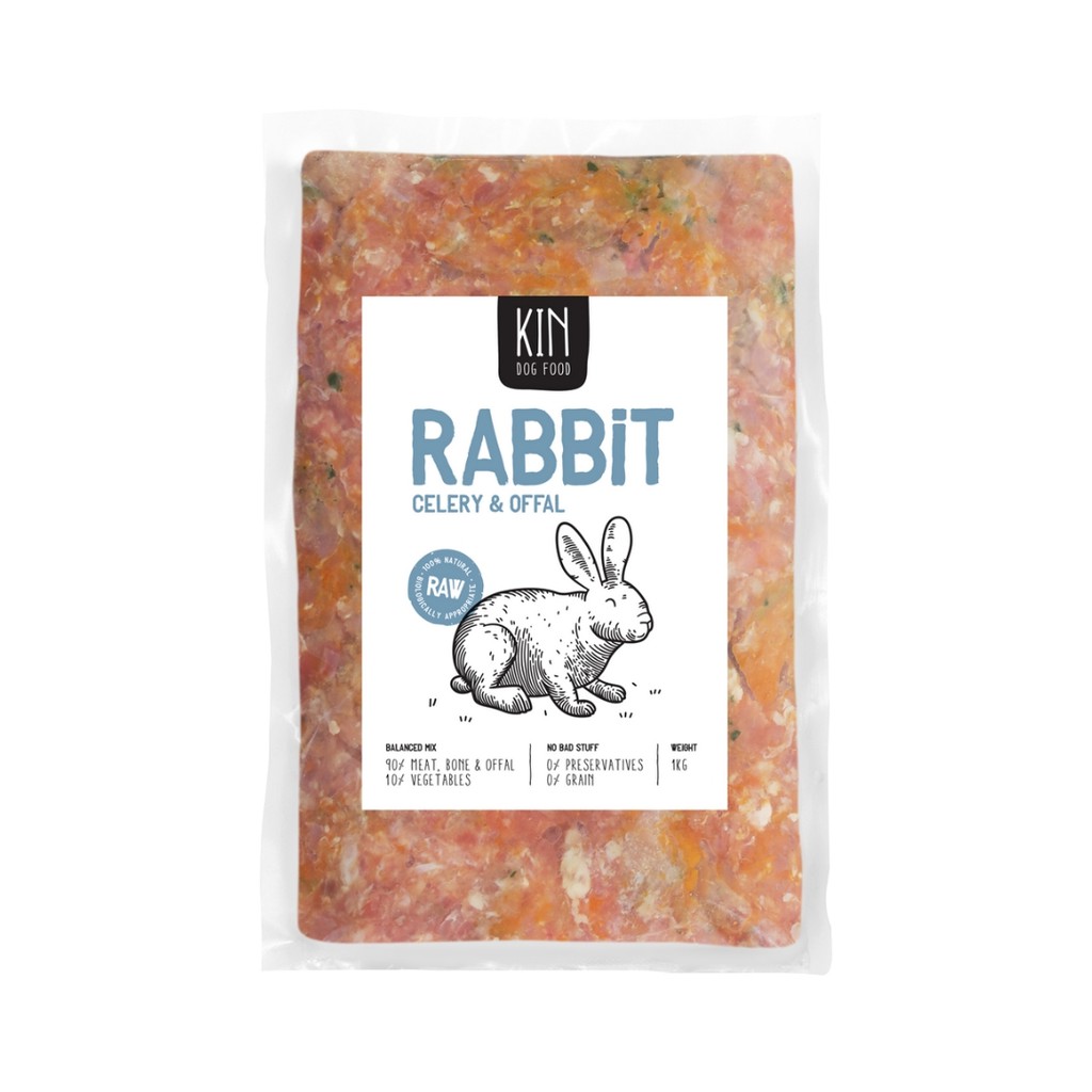 

KIN Dogfood Makanan Anjing RAW Rabbit Celery and Offal 1kg