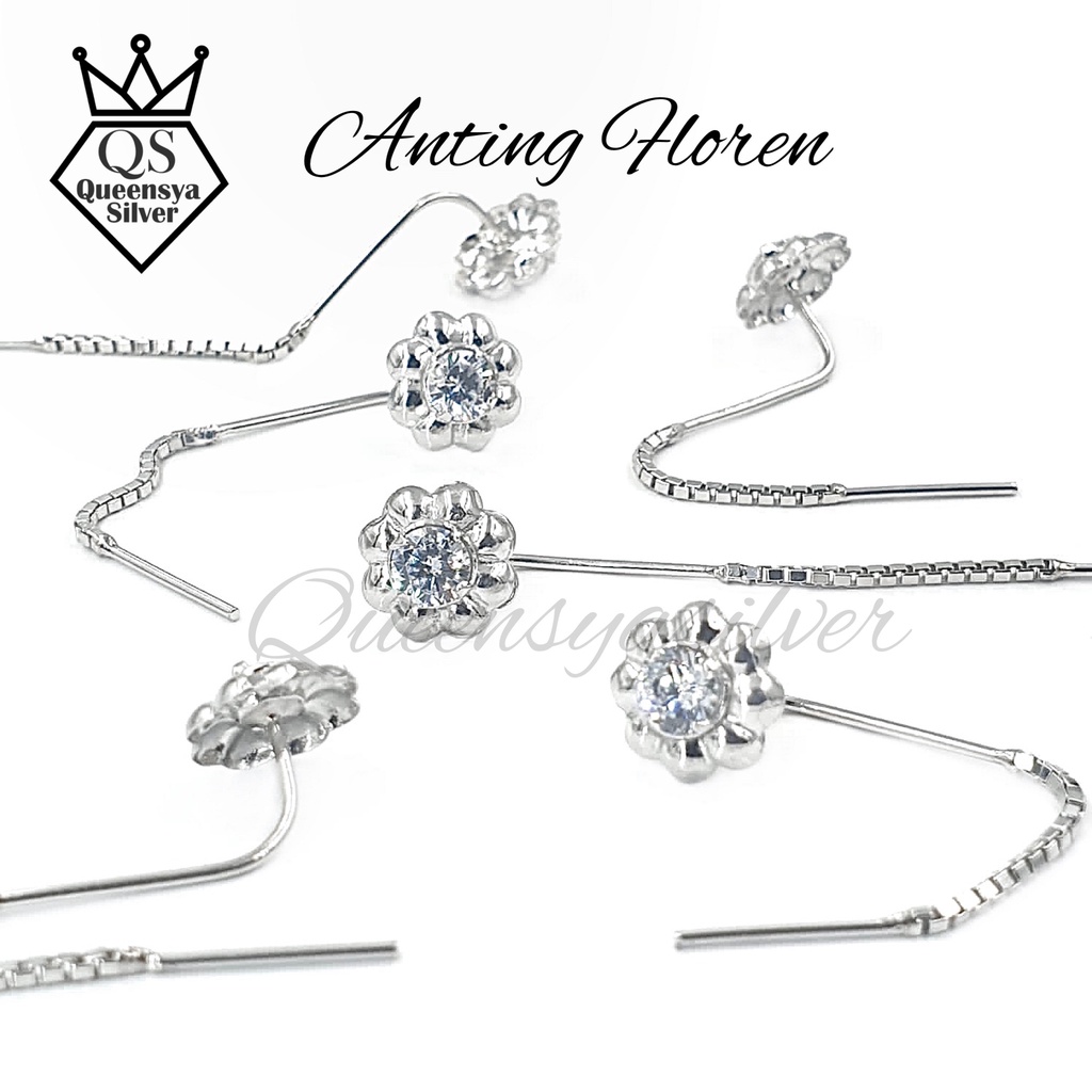 Anting Perak Asli Silver 925 || Lapis Emas Putih || Model Anting Kait/Sulam || Perhiasan Fashion Wanita