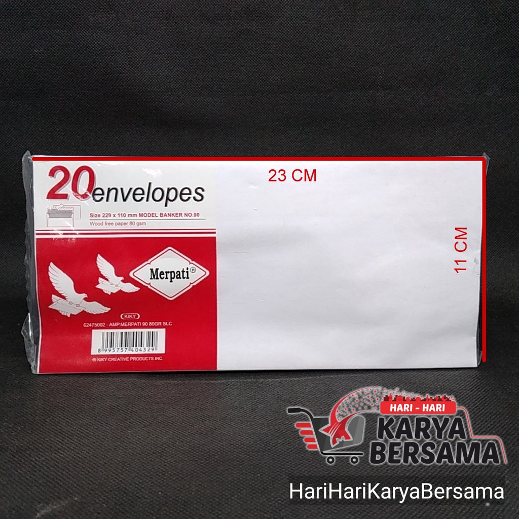

KIKY AMPLOP MERPATI ENVELOPES NO.90 20'S - DENGAN LEM
