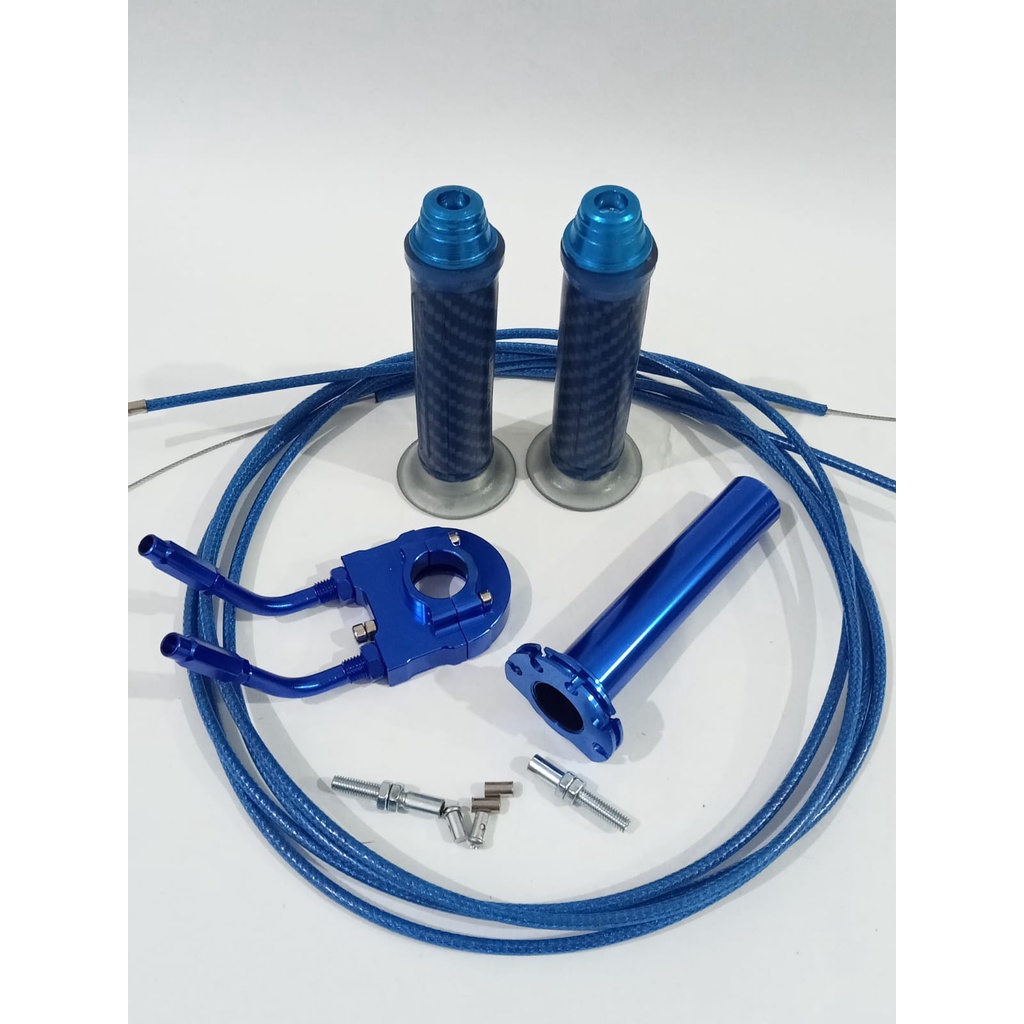 (PAKET GAS SPONTAN 1 SET) SLONGSONG GAS CNC+2 KABEL KARBON+STELAN L GAS +GRIP BAD KARBON+JALU STANG.UNIVERSAL SEMUA MOTOR