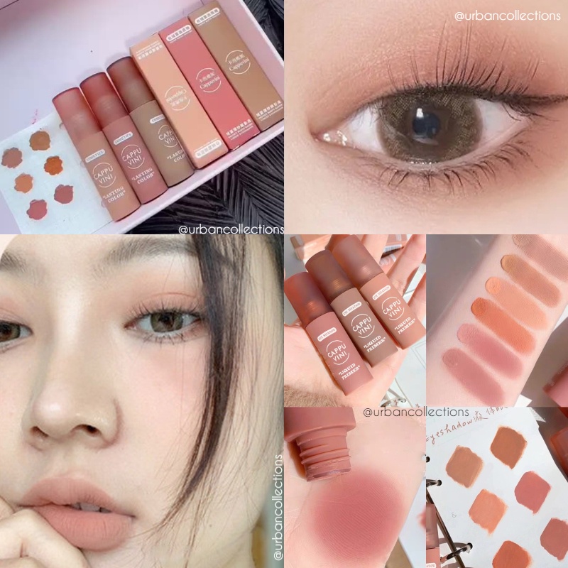 Cappuvini Matte Liquid Eyeshadow Korean Matte Eyeshadow Liquid Primer Matte Colour 6 Warna Nude Colo