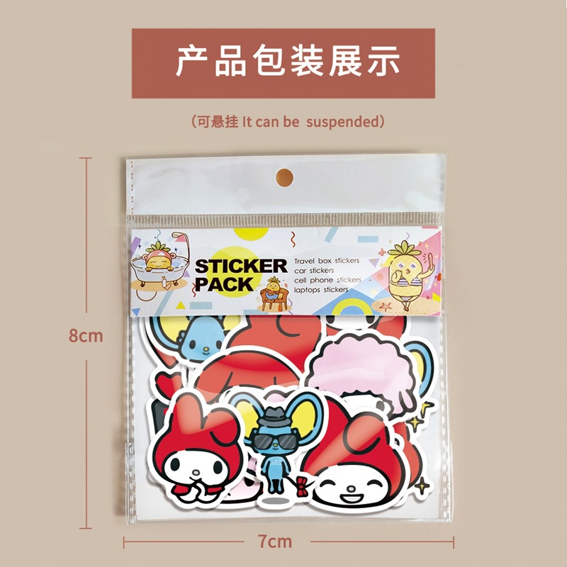 40 buah melodi stiker kartun Jepang Little Red Riding Hood Kelinci cangkir air Jurnal bahan phone ca