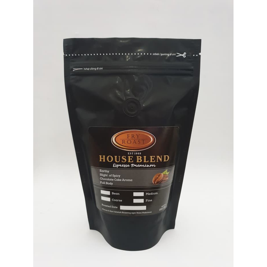 

KOPI ARABIKA/ROBUSTA BLEND ESPRESSO PREMIUM (BIJI/BUBUK) 250 GRAM