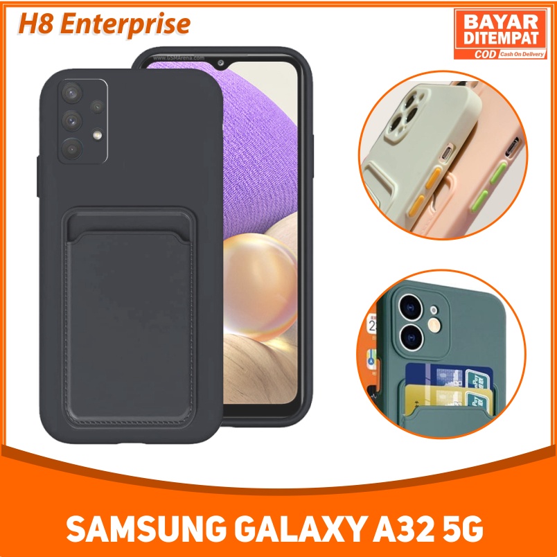 Case Samsung Galaxy A32 5G Candy Macaron Lens Protection with Card Slot Dengan Pelindung Lensa Camera Dan Slot Card simpan kartu