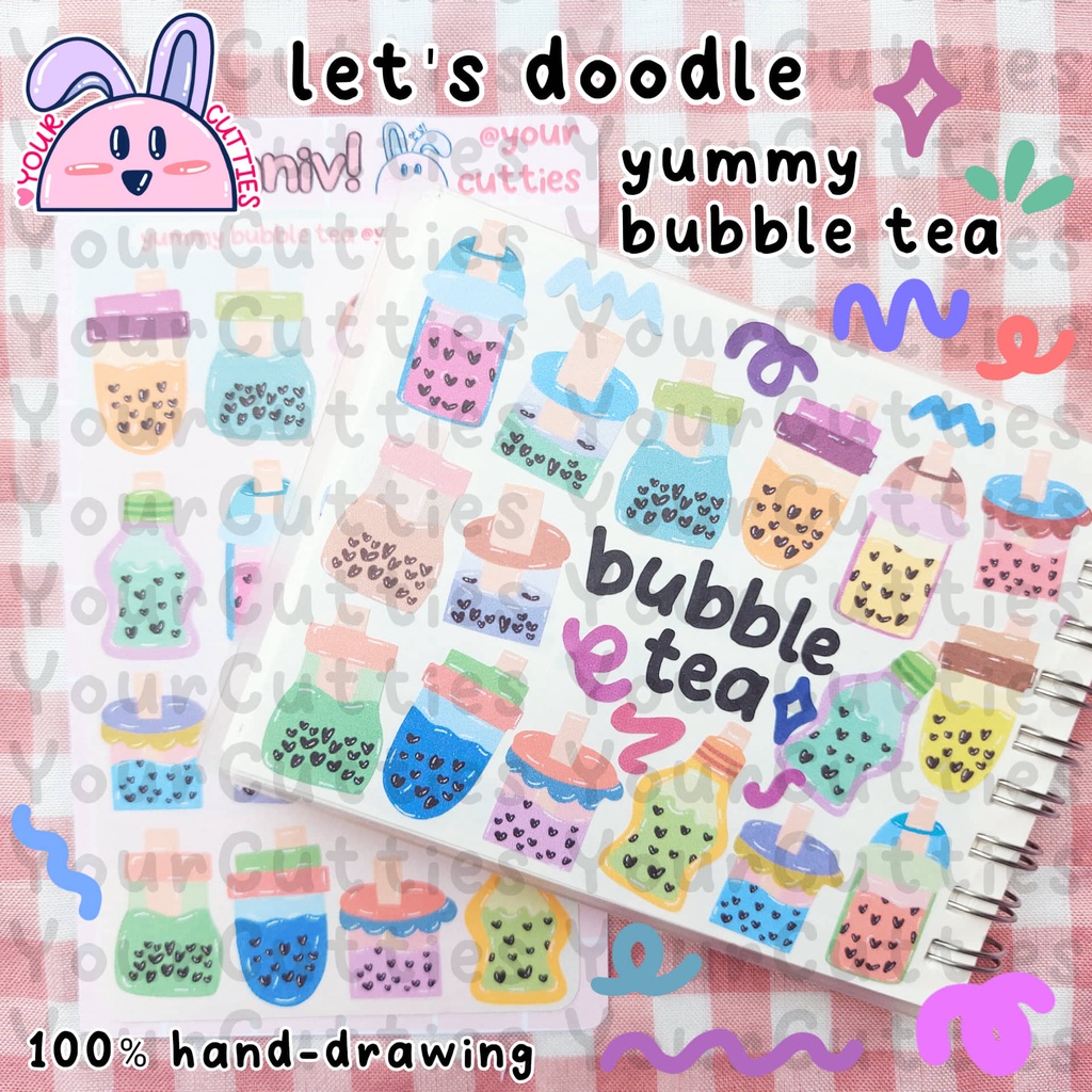 

[SHEET] STIKER YUMMY BUBBLE TEA BOBA JURNAL BUJO PLANNER LUCU MURAH