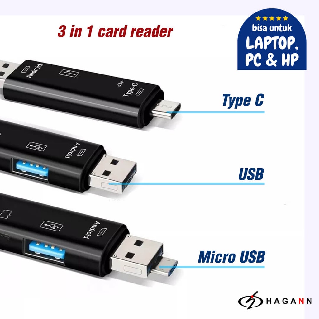 Card Reader Micro SD / USB Memory Card Rider Micro USB / Type C OTG HP