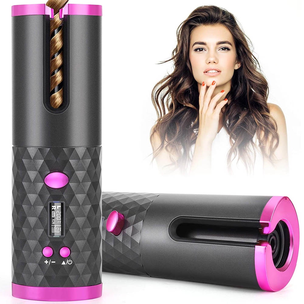 Cordless Automatic Hair Curler catok portable kerriting tanpa kabel - Hitam