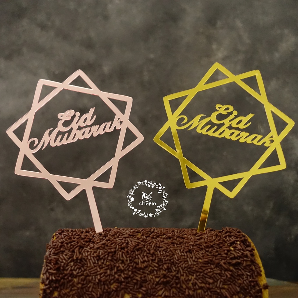 Chefio Cake Topper Lebaran Eid Mubarak Idul Fitri / Tusukan Hiasan Kue