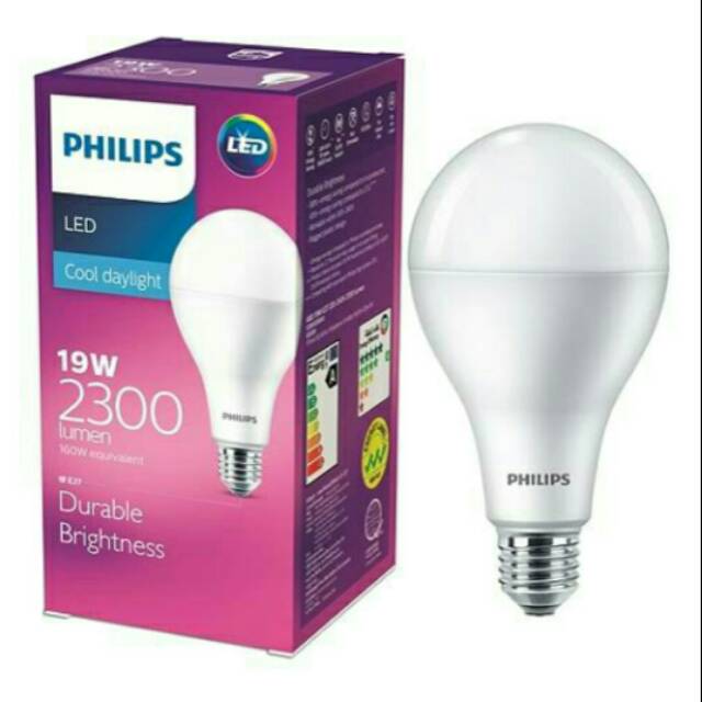  Lampu  Philips  led  bulb 19  watt  mycare nyala putih Shopee 