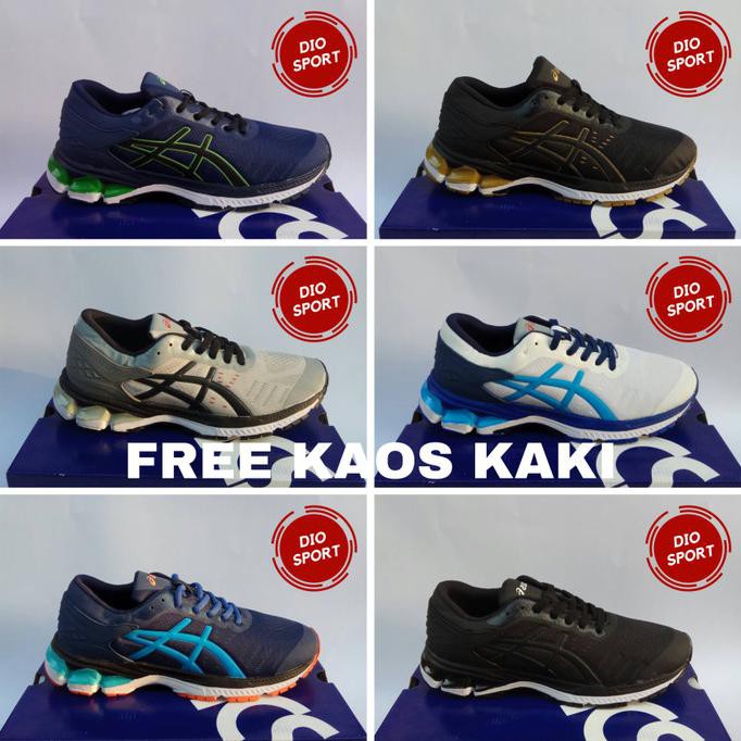 Terbaru Sepatu Volly Asics Gel Pria Terbaru Murah Sepatu Voli Free Kaos Kaki - Navy Green, 39