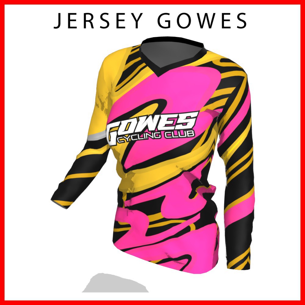 Baju Kaos Jersey Sepeda Gowes Wanita Cewek Perempuan Lengan Panjang Printing-115