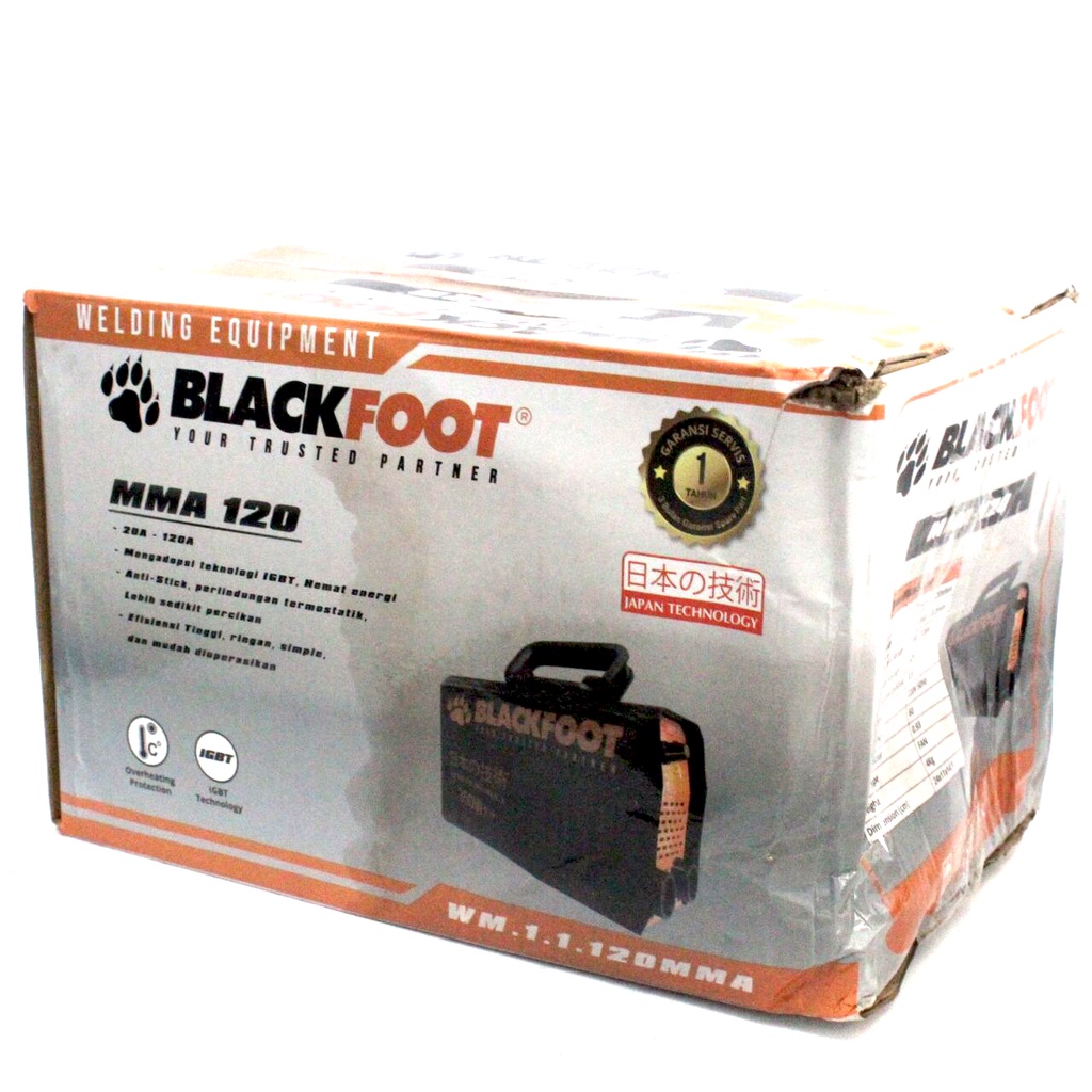 BLACKFOOT Mesin Las Inverter / Trafo Las IGBT 350W MMA 120A