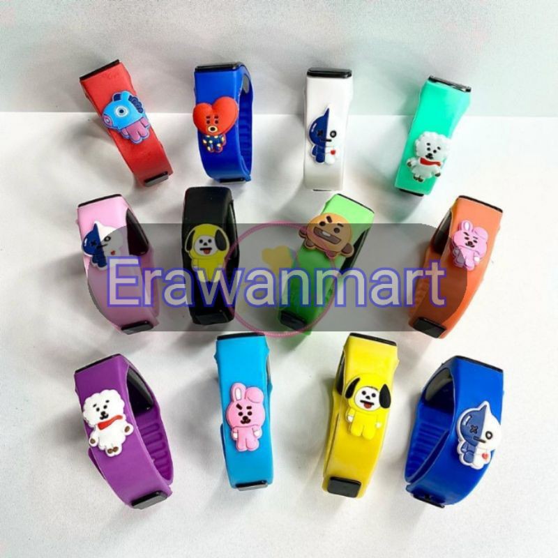 JG - JAM TANGAN BONEKA KARTUN LED ANTI AIR JAM LED BT21 BTS