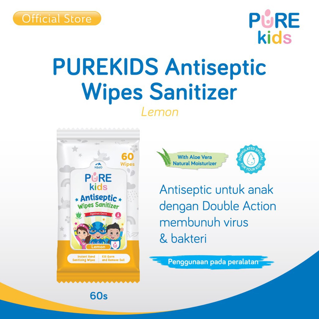 Pure Kids Antiseptic Wipes Sanitizer 60 s &amp; 20 s