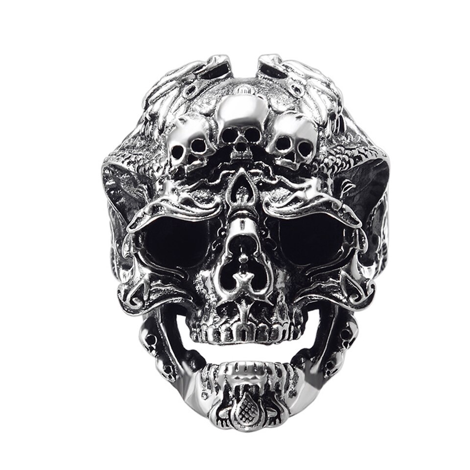 Skull Resizable Cincin Bahan Rings Hiphop Rock Street Culture Fashion Pria Trendi Perhiasan Hadiah