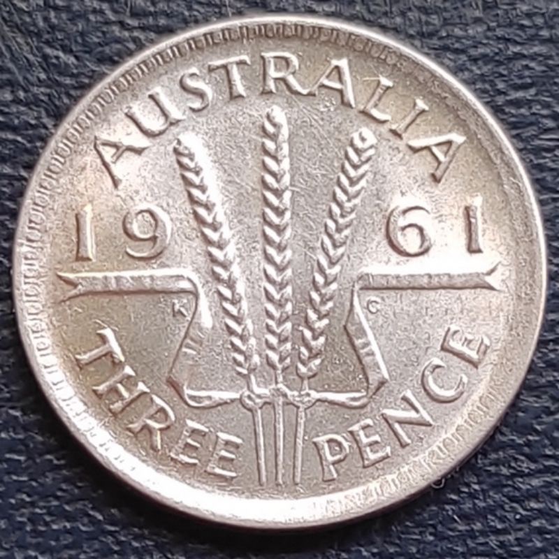 Uang Koin Perak Kuno 3 Pence Australia Tahun 1961