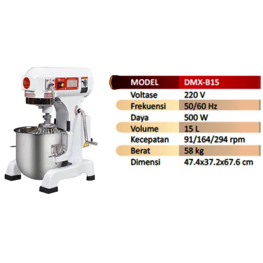 Mesin Pengaduk Adonan 15L FOMAC DMX-B15 / Planetary Dough Mixer Machine 15 Liter DMX B15