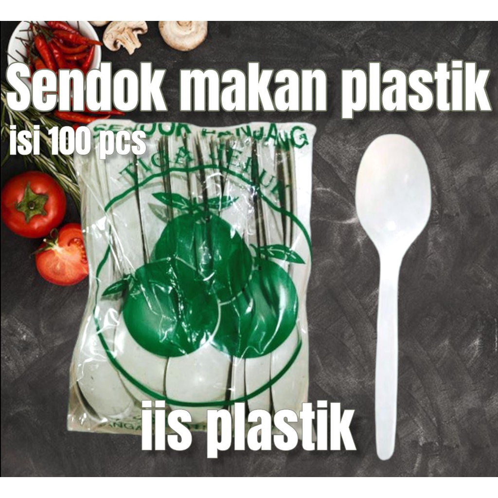 100pcs Sendok Makan Butek 3jeruk Sendok Panjang Plastik Murah 3 Jeruk