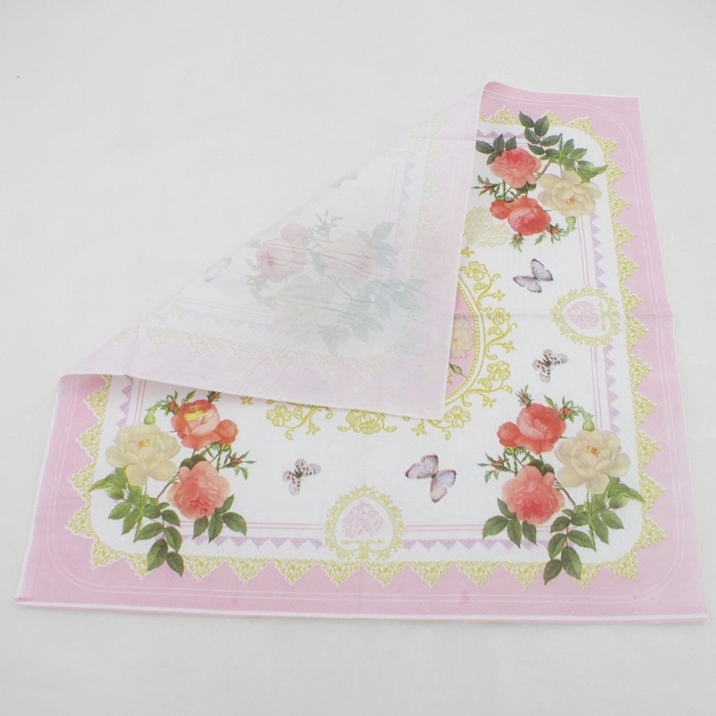 Pink Flowers Paper Napkins Print Tissue Napkins Decoration Serviettes 20pcs/pack