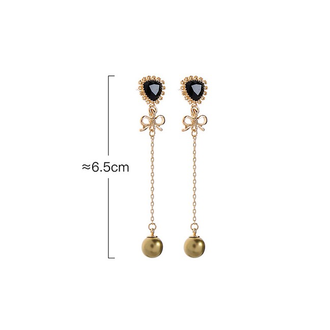 LRC Anting Tusuk Fashion Long Earrings Gemstone Bow Earrings D44968