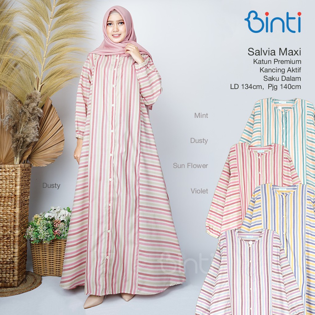 Enter Salvia Maxi Jumbo Motif Salur Gamis Jumbo Motif Garis