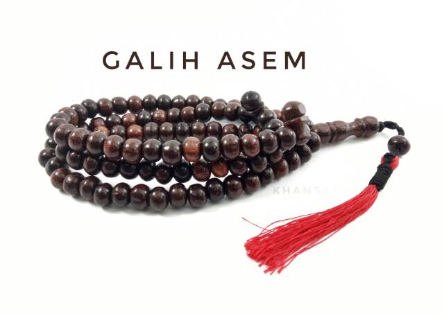 Tasbih Kayu Galih Asem Jaminan Asli Dim 8mm  Isi 99 Butir Top Quality Aksesories Keagamaan Ibadah Perlengkapan Sholat Dzikir Fashion Muslim