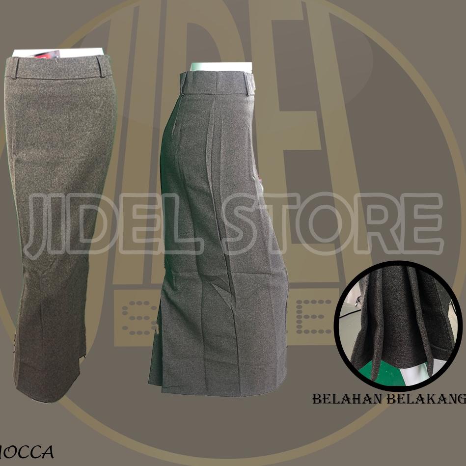 Kemasan Baru.. Rok Span Panjang REMPEL BELAKANG Ukuran S - 4L JUMBO Bahan Gabardine Hitam Abu Mocca 